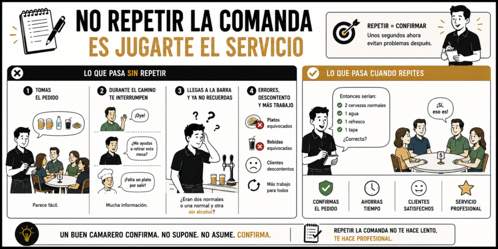 no repetir la comanda es jugarte el servicio